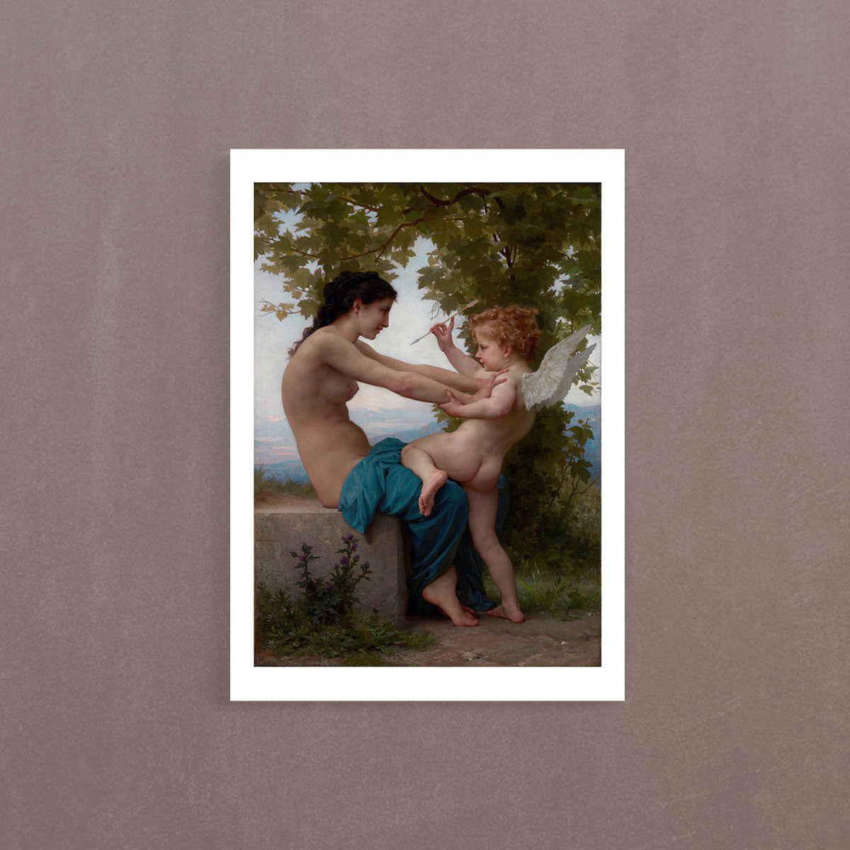 A Young Girl Defending Herself against Eros, 1880, William Bouguereau, Poster