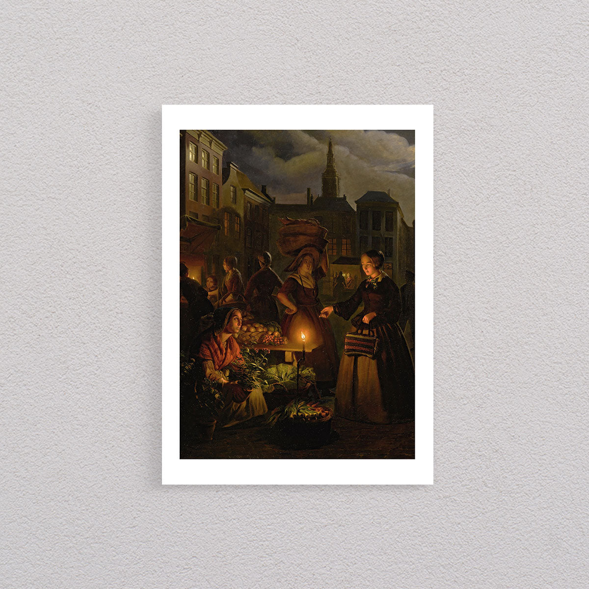 A Moonlit Vegetable Market On De Grote Markt, The Hague , 1855, Petrus Van Schendel, Poster