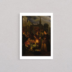 A Moonlit Vegetable Market On De Grote Markt, The Hague , 1855, Petrus Van Schendel, Poster