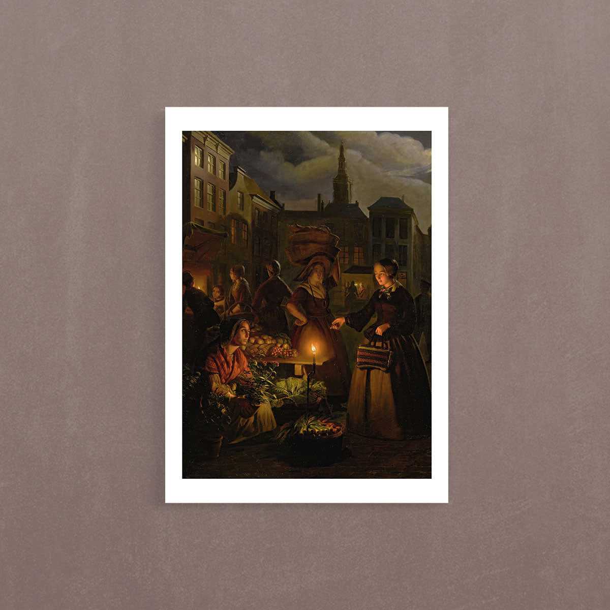 A Moonlit Vegetable Market On De Grote Markt, The Hague , 1855, Petrus Van Schendel, Poster