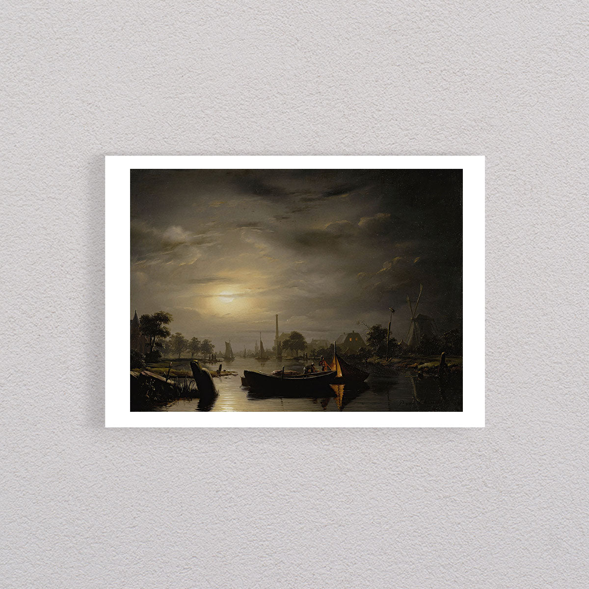 A River Landscape In Silver Moonlight , 1846, Petrus Van Schendel, Poster