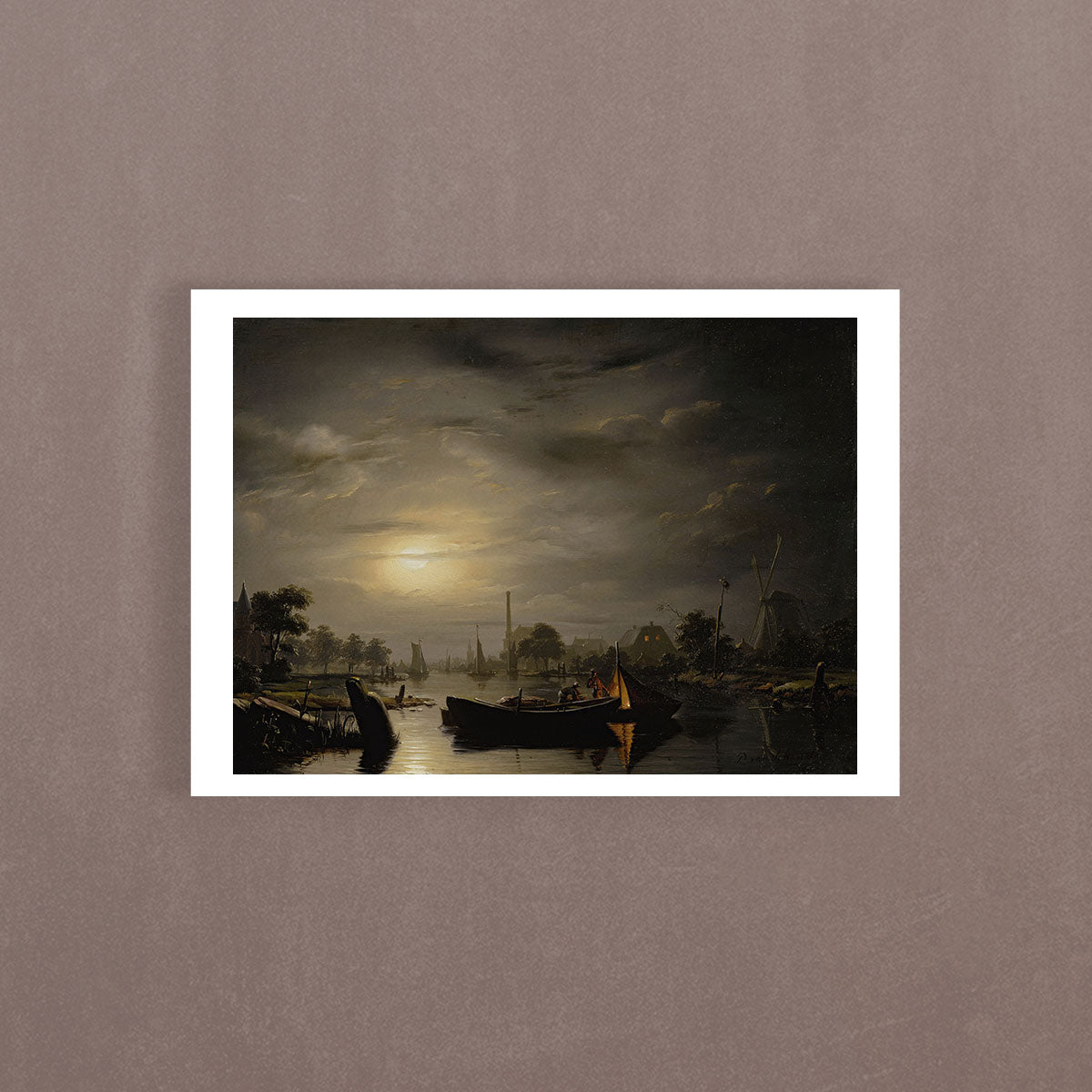 A River Landscape In Silver Moonlight , 1846, Petrus Van Schendel, Poster