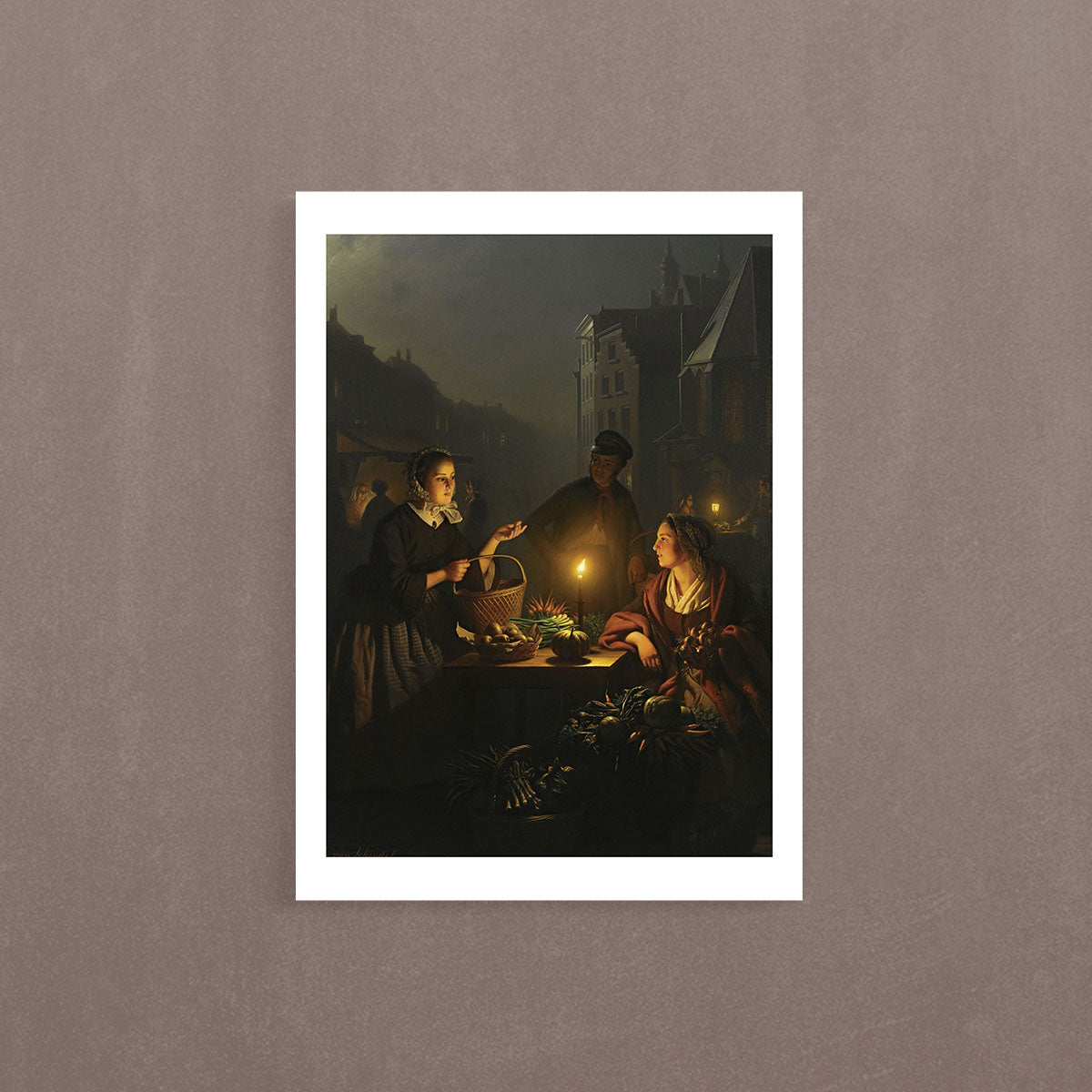 A Vegetable Seller At The Groenmarkt, The Hague, 1851, Petrus Van Schendel, Poster