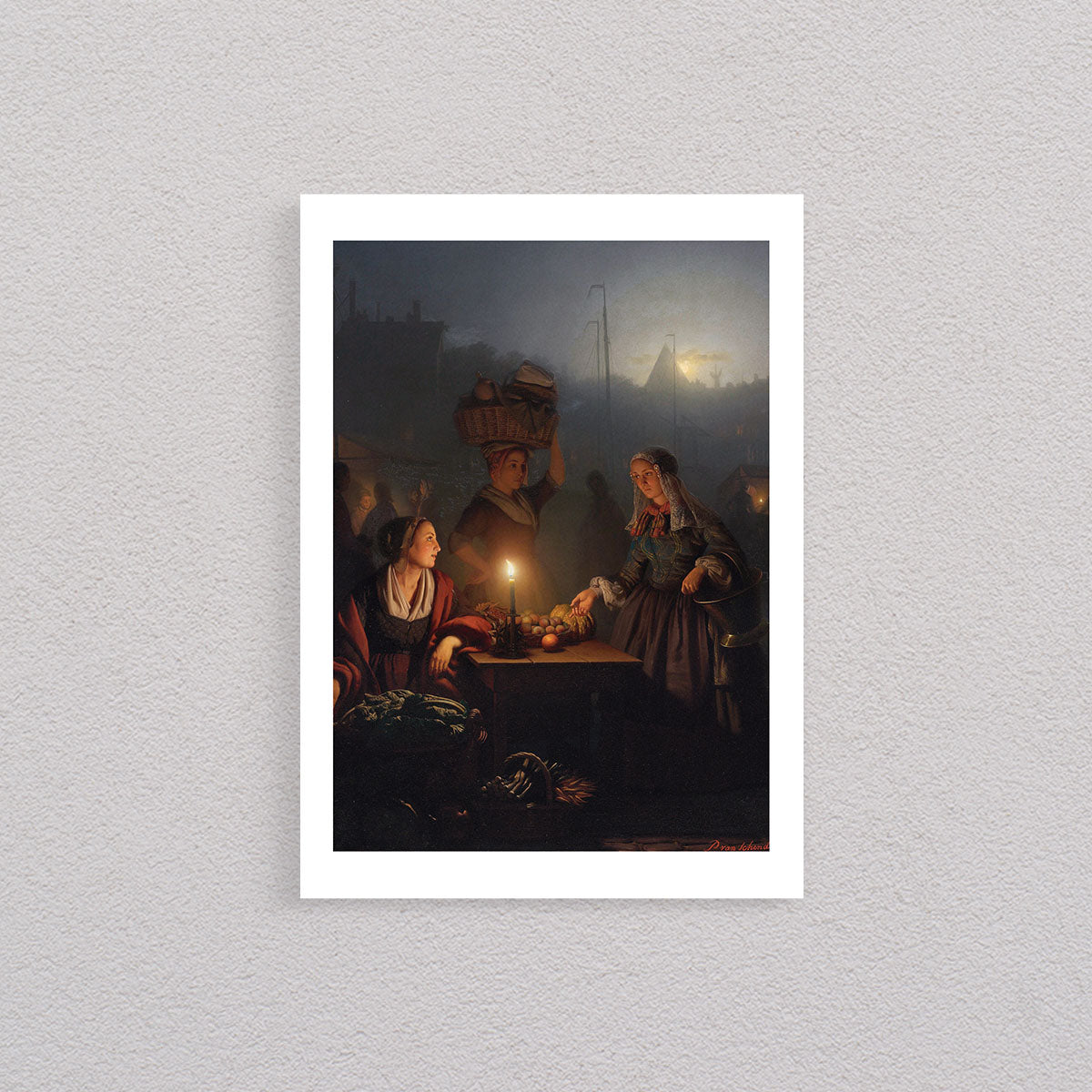 Buying Fruit And Vegetables At The Night Market,1863, Petrus Van Schendel, Poster