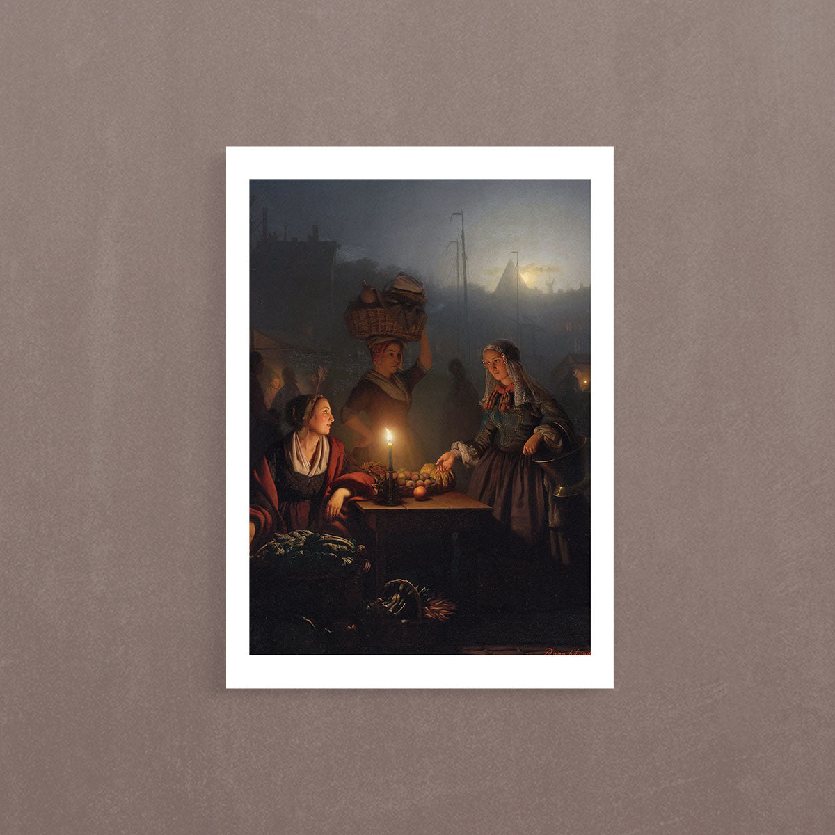 Buying Fruit And Vegetables At The Night Market,1863, Petrus Van Schendel, Poster