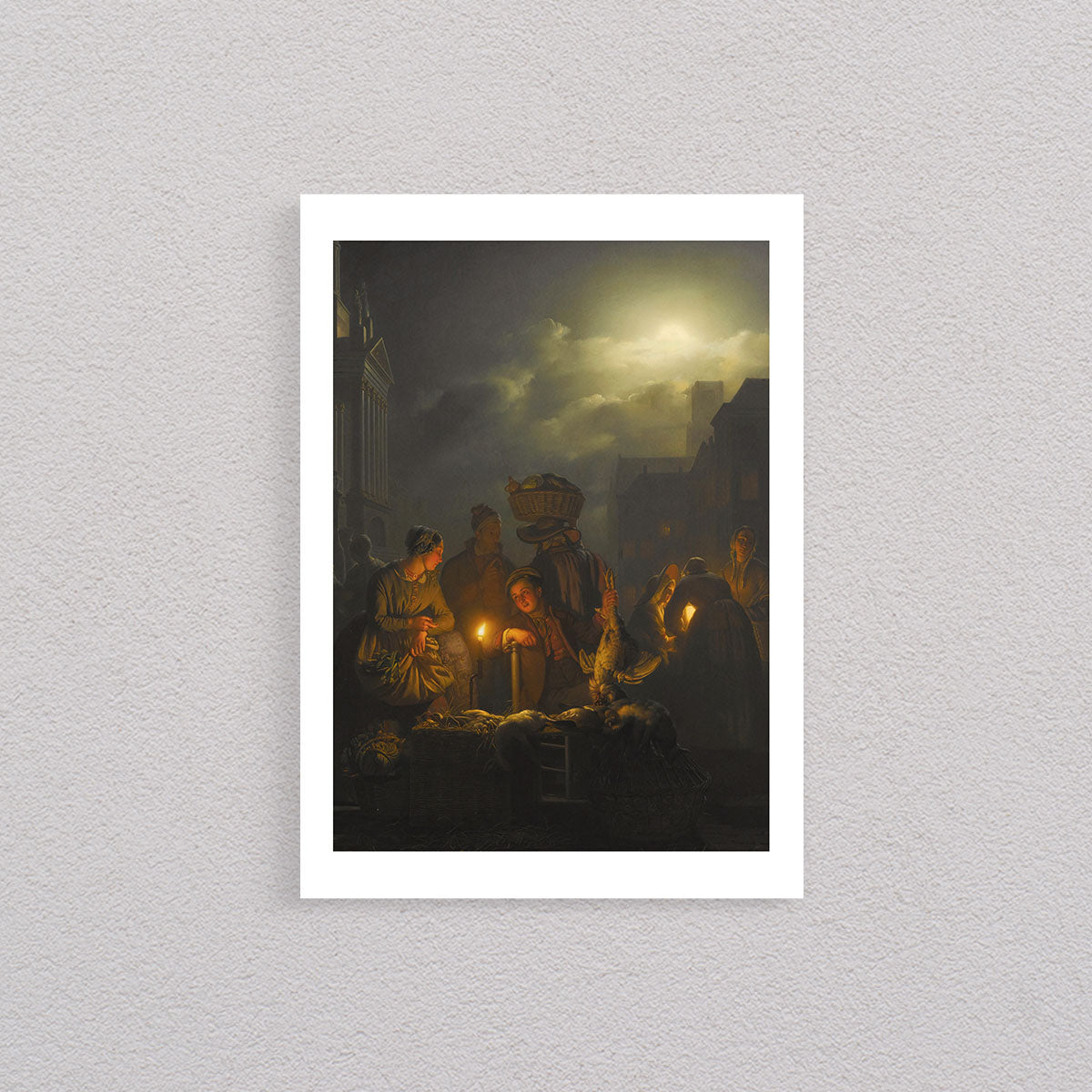 Dutch Night Market İn The Kaasmarkt, Rotterdam, 1870, Petrus Van Schendel, Poster