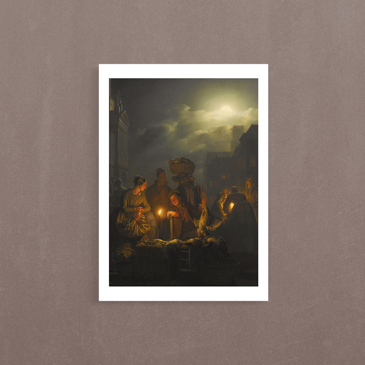 Dutch Night Market İn The Kaasmarkt, Rotterdam, 1870, Petrus Van Schendel, Poster