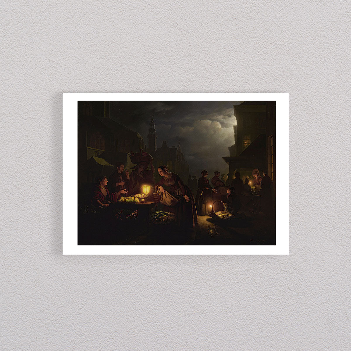 The Candlelit Market, 1856, Petrus Van Schendel, Poster