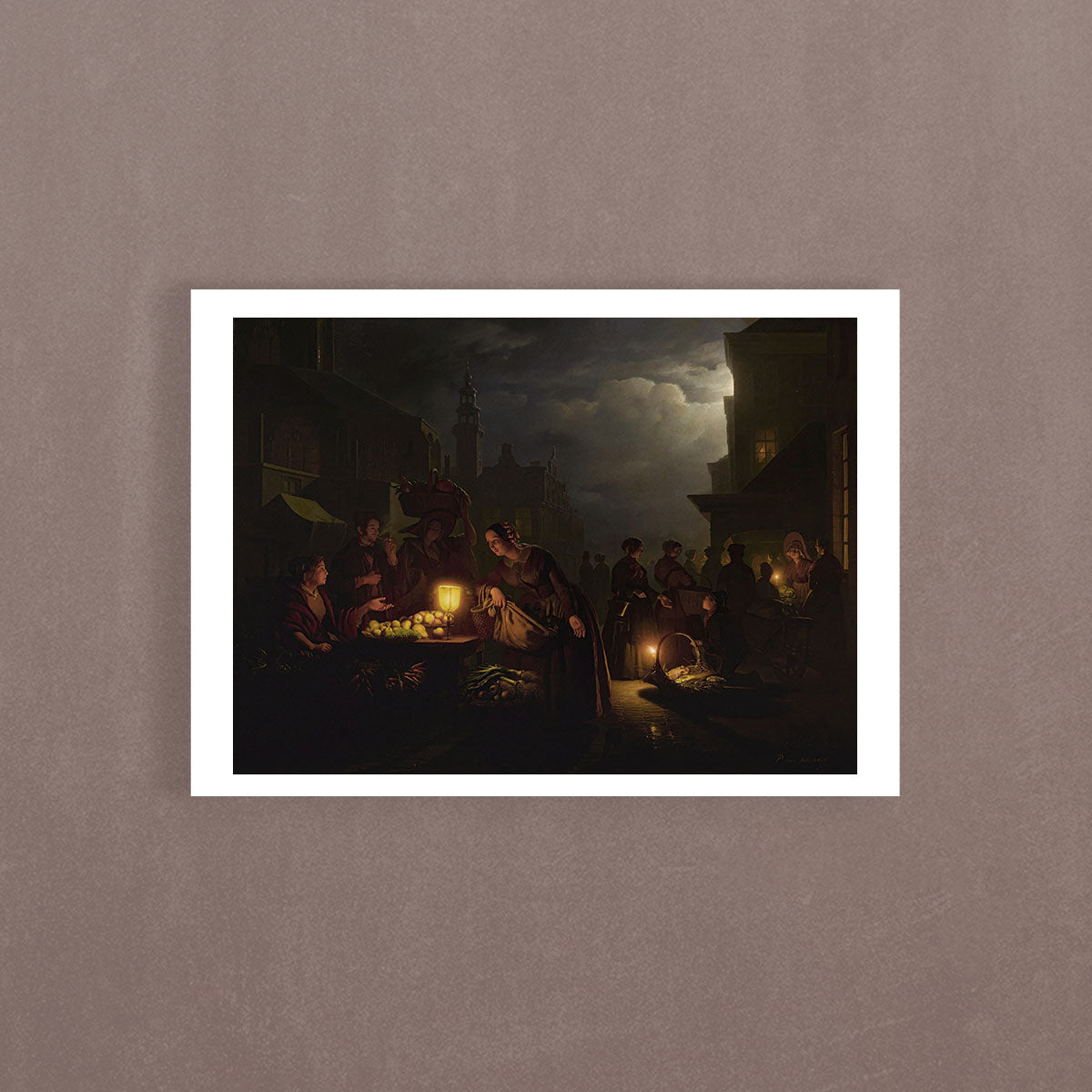 The Candlelit Market, 1856, Petrus Van Schendel, Poster